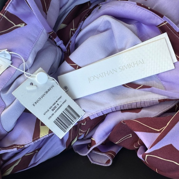 Jonathan Simkhai Portia Asymmetric Midi Dress Lavender/Floral  Women's Size: 0 - Picture 8 of 8